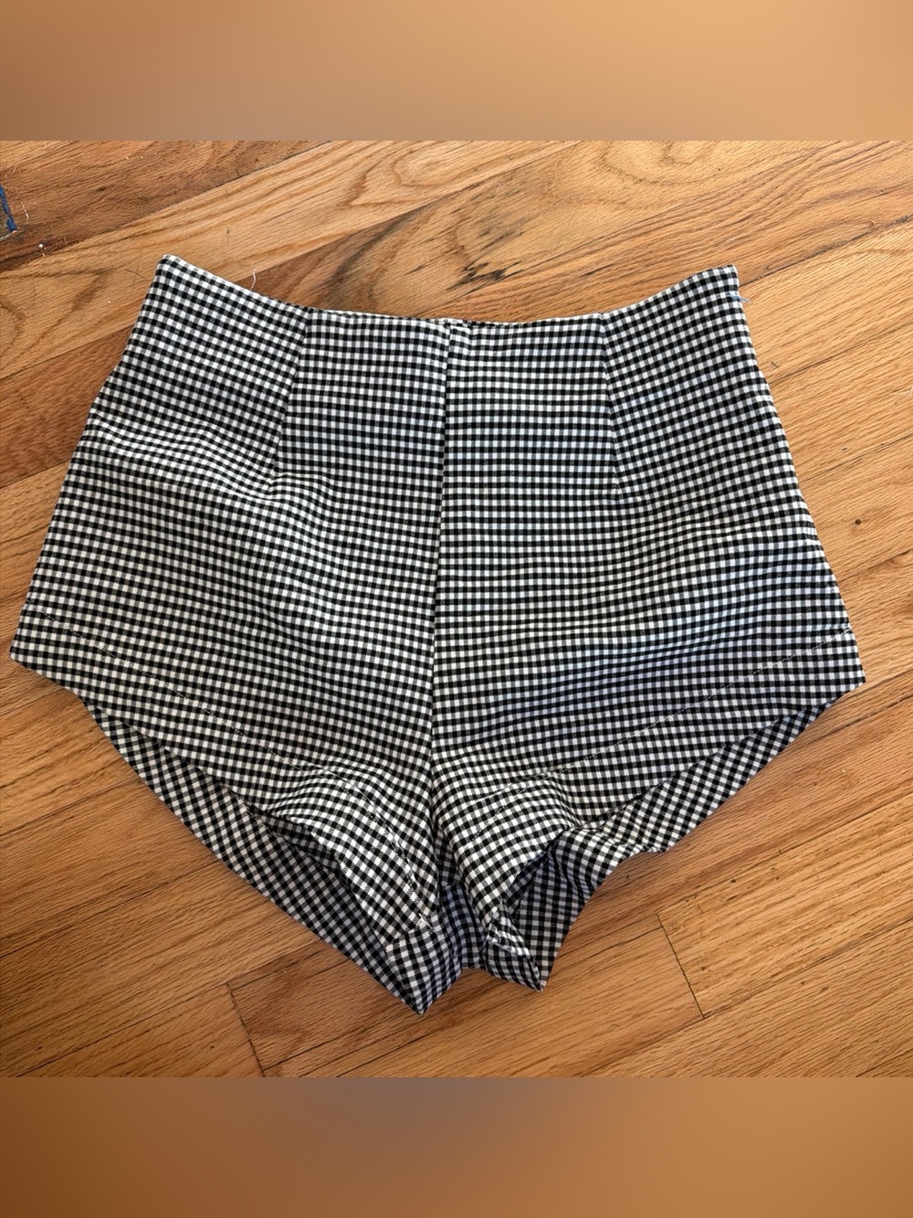 Urban Outfitters Black & White Gingham High-Waist Shorts